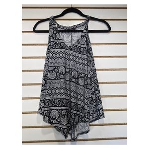 First Love Black and White Flowy Tank